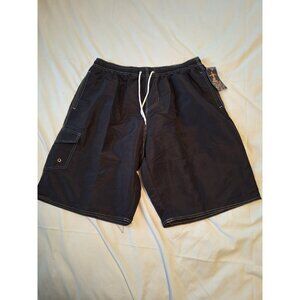 Srnede  Men's XL Cargo Swim Trunks Black NWT Mesh Lining Pockets Drawstring